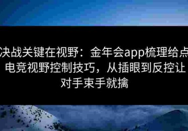 决战关键在视野：金年会app梳理给点电竞视野控制技巧，从插眼到反控让对手束手就擒
