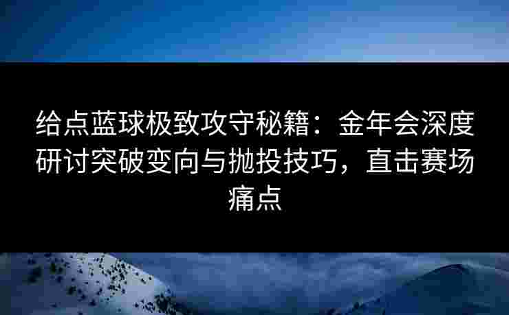 给点蓝球极致攻守秘籍：金年会深度研讨突破变向与抛投技巧，直击赛场痛点